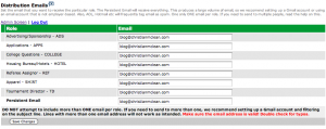 Email Distribution Edit Screen