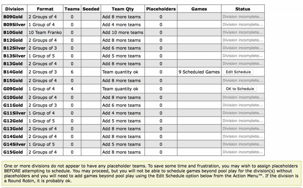 Schedule grid