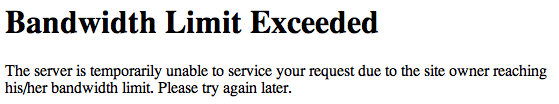 Bandwidth exceeded screenshot